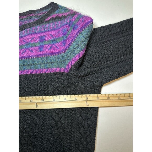 Lauren Ralph Lauren Fair Isle Merino Wool Blend Open Knit Sweater Women's LARGE - Picture 10 of 11